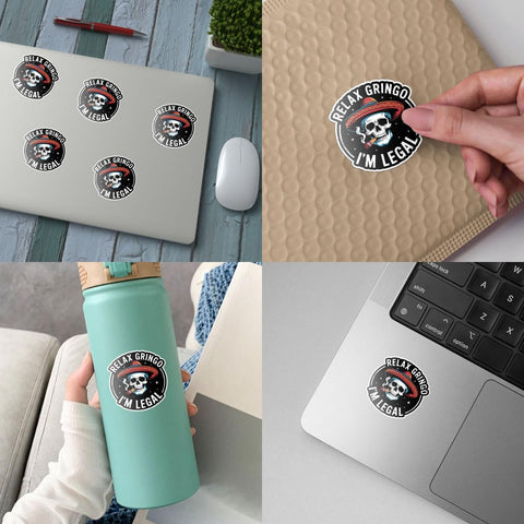 3PCS Relax Gringo I'm Legal 3" Sticker – Funny Mexican Immigrant Humor Vinyl Decal for Hard Hat, Laptop, Water Bottle, Car Bumper, and More