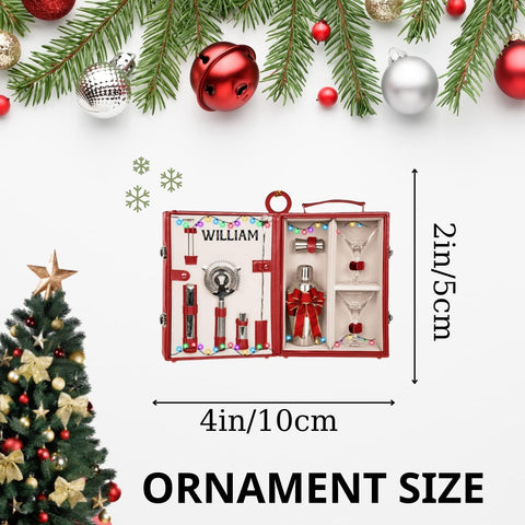 Personalized Bartender Ornament, Bartender Kit Bag Ornament, Bartender Ornaments, Custom Bartender Travel Bag Ornament, Gift for Friend Bartender, Gift for Bartender\u2026 (Bartender 4)