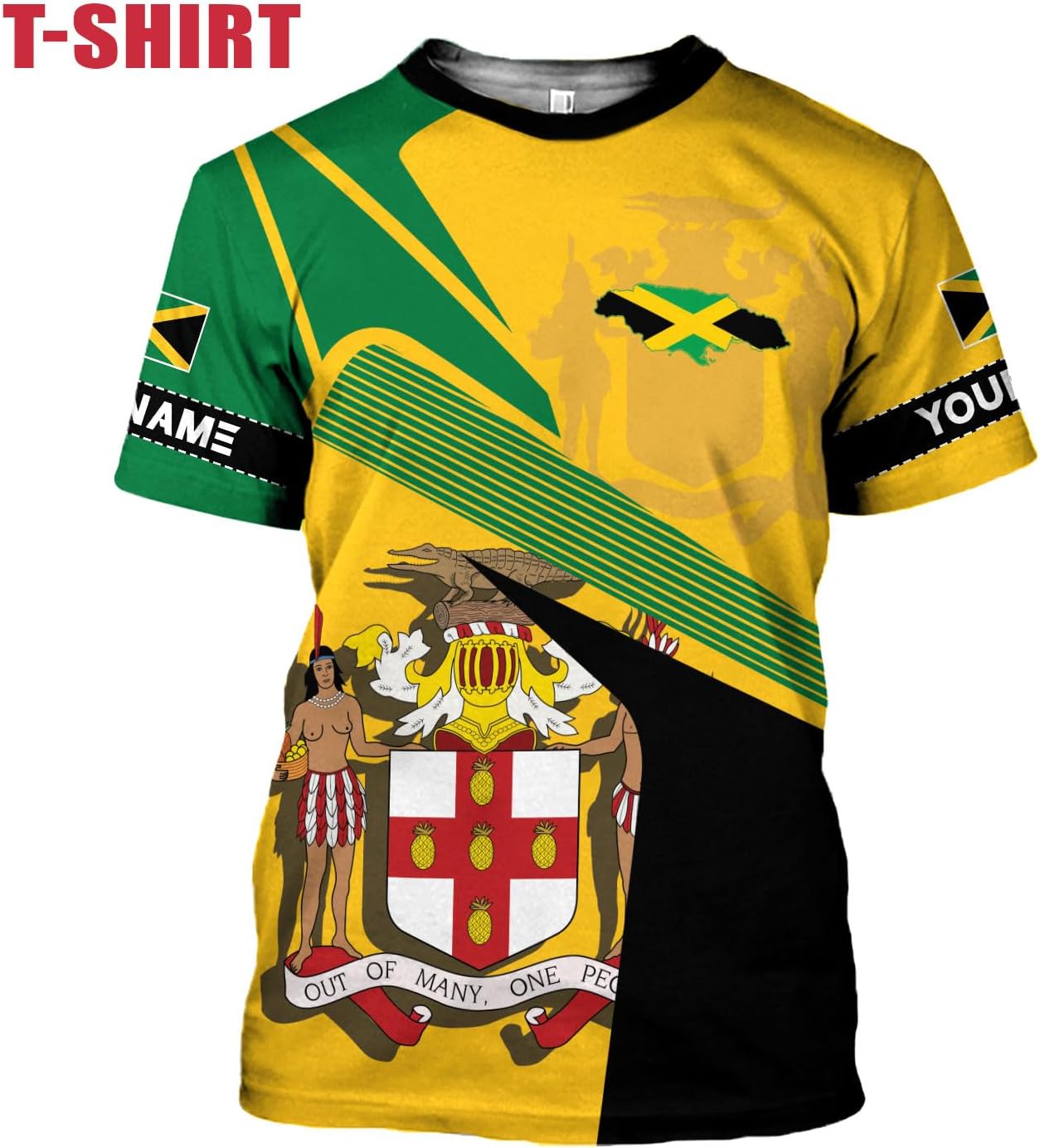 Ligthuy Personalized Jamaica Shirt 3D, Custom Jamaica Flag Lion Shirt for Men and Women, Jamaican Pride T-Shirt Unisex