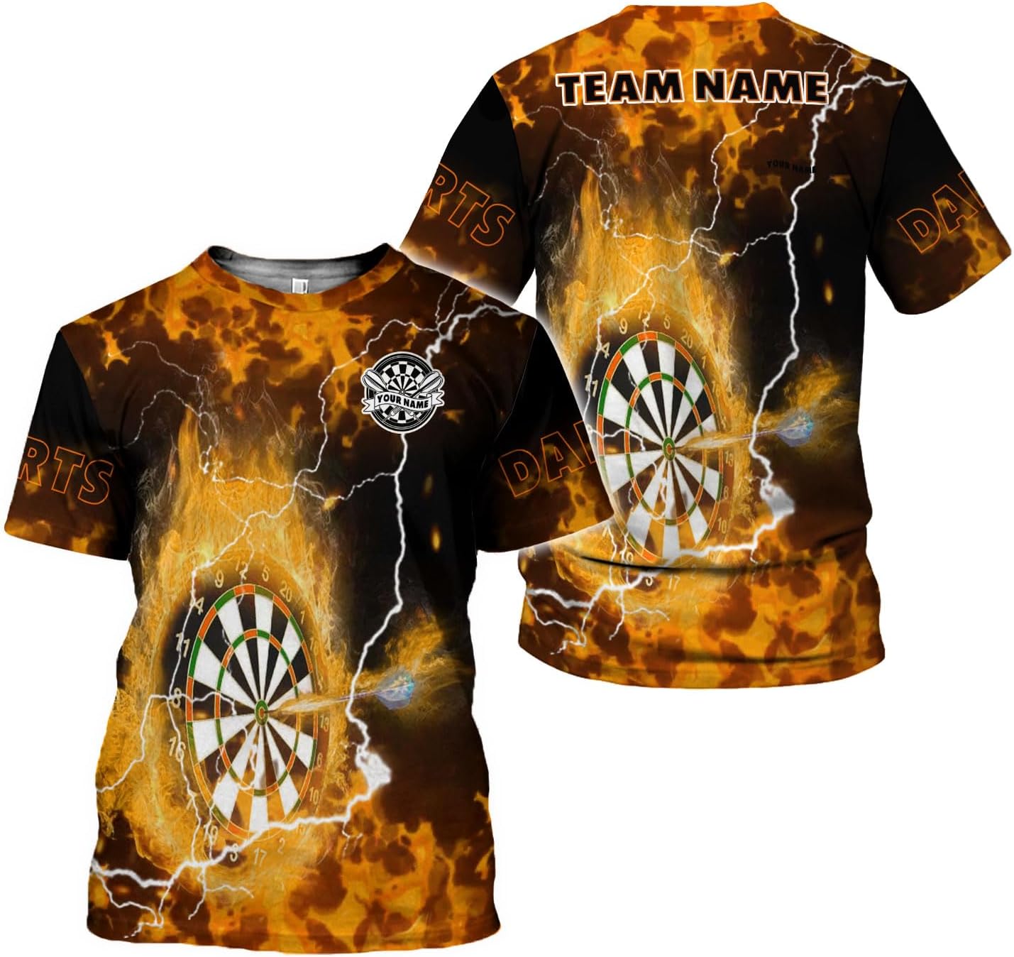 Artparel Personalized Dart Shirts for Men, Dart Polo 3D Shirts Custom Name Shirt, American Flag Shirt Unisex Shirt Size S-5XL