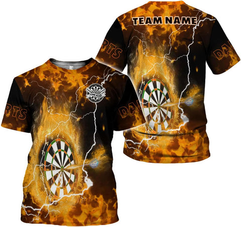 Artparel Personalized Dart Shirts for Men, Dart Polo 3D Shirts Custom Name Shirt, American Flag Shirt Unisex Shirt Size S-5XL