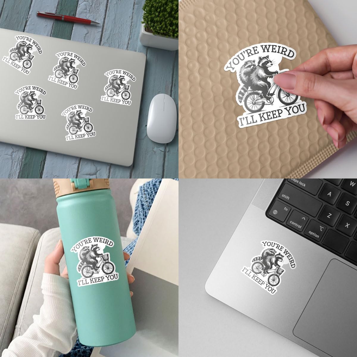 3 Pcs You're Weird I'll Keep Sticker Funny Your Weird I'll Keep You Sticker Opossum & Raccoon You're Weird I'll Keep You Vintage Car Stickers for Laptop Bottle Phone Hard Hat Helmet Gifts 3"x3"