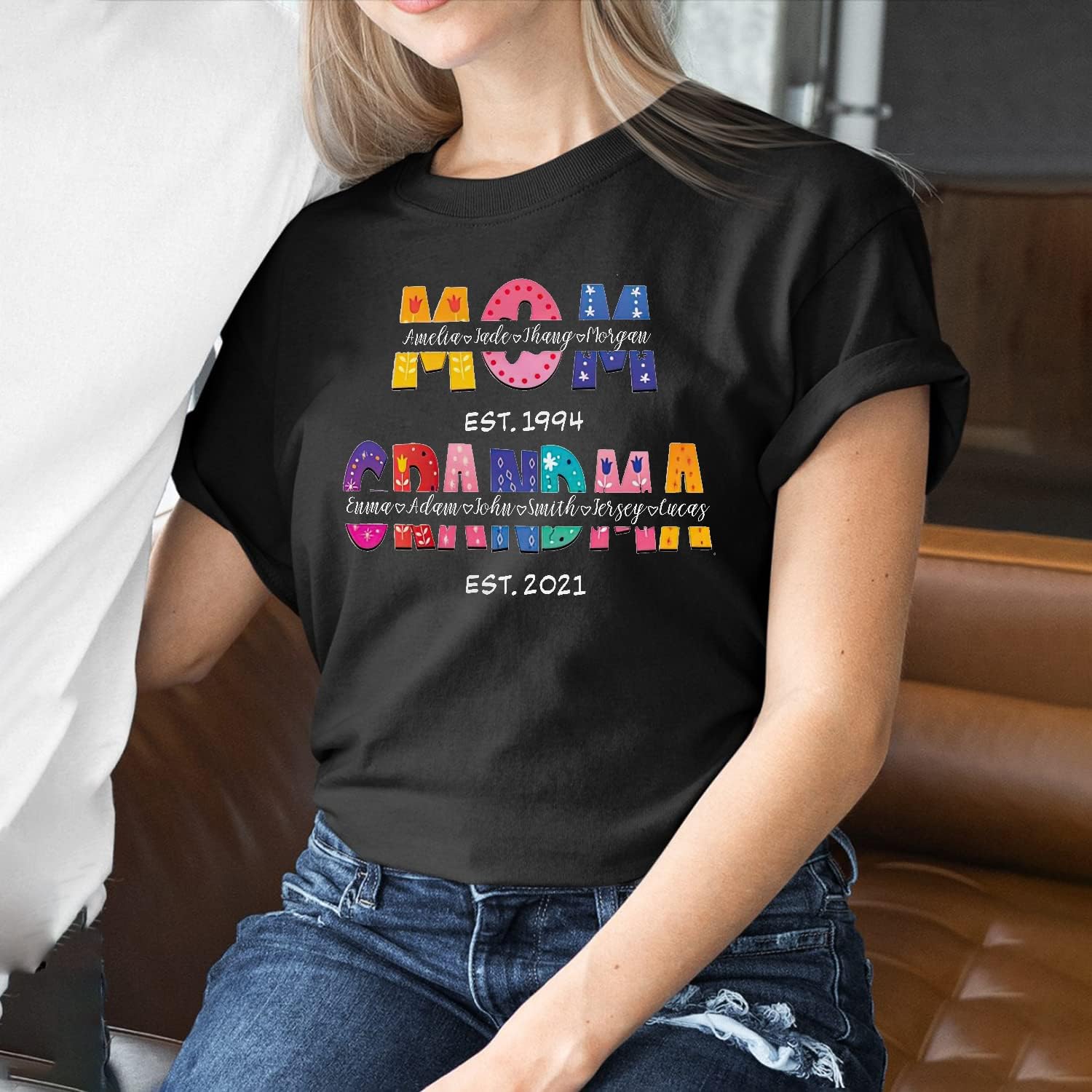 Personalized Mother's Day Tee, Mom and Grandma Belong to Kids, Grandkids Names Shirt for Nana Mimi Mom Grandma Mamaw