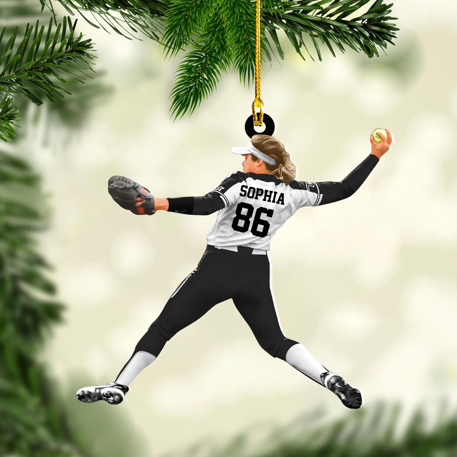 Parvii Personalized Softball Ornament Custom Softball Ornaments for Girl Coach Softball, Softball Gloves Ornament, Softball Ornament Softball Lover Softball Players Ornament (SB 8)