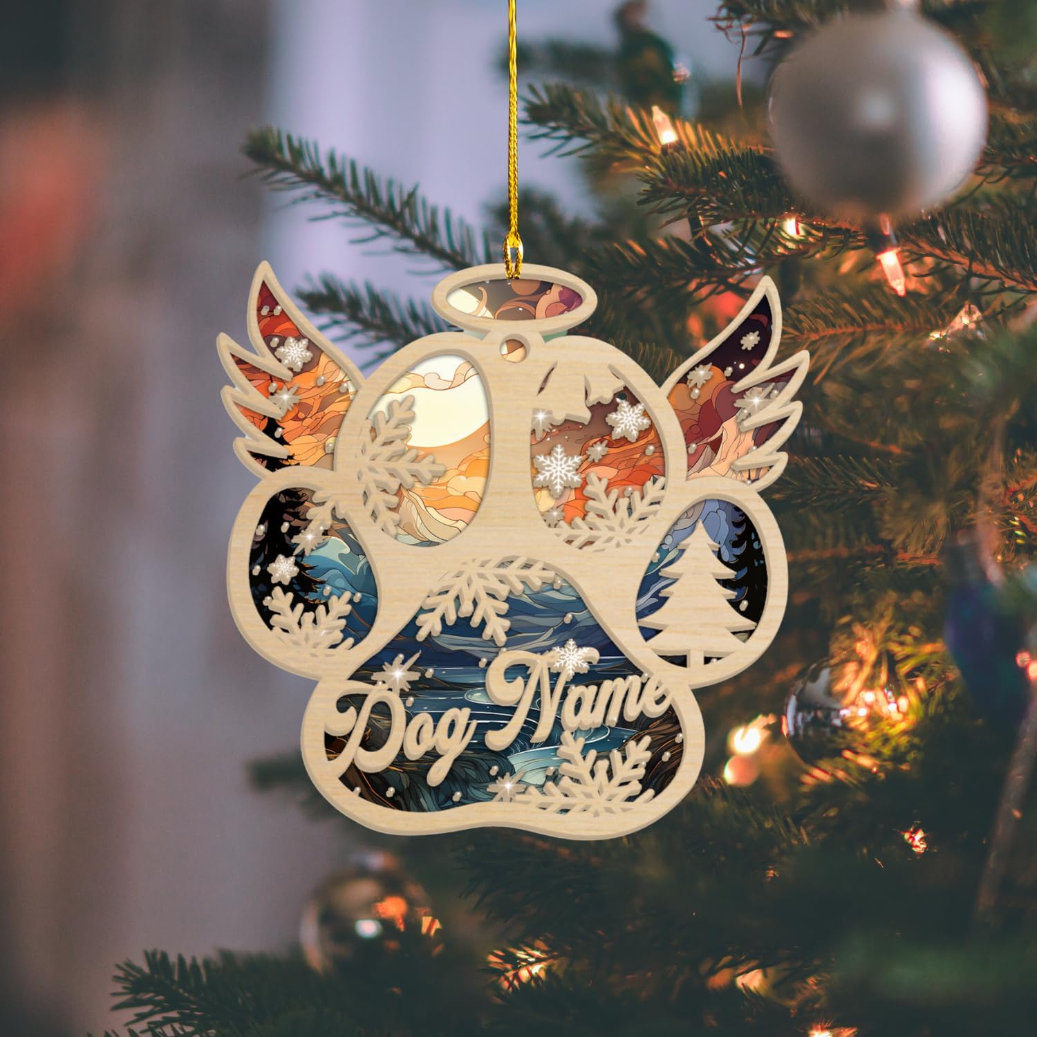 Personalized Suncatcher Wooden Dog Cat Paw Ornament Christmas 2024, Custom Dog Paw Suncatcher Wood Ornaments with Names, Pet Paw Wooden Dog Ornament, Pet Paw Christmas Ornament (PAW 8)