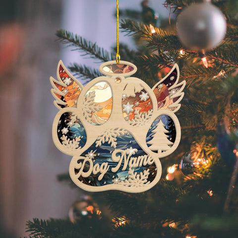 Personalized Suncatcher Wooden Dog Cat Paw Ornament Christmas 2024, Custom Dog Paw Suncatcher Wood Ornaments with Names, Pet Paw Wooden Dog Ornament, Pet Paw Christmas Ornament (PAW 8)
