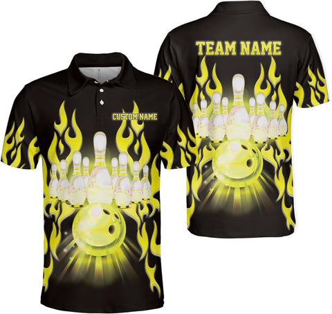 Custom 3D Bowling Polo Shirts for Men and Women Personalized Team Name Gift Unisex Customized Bowling Short Sleeve Polo Shirt