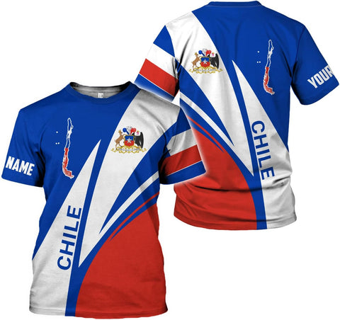 Personalized Name Chile Shirts for Men and Women, Chile Chilean Flag Pride Gift T-Shirt, Chilean Map and Flag