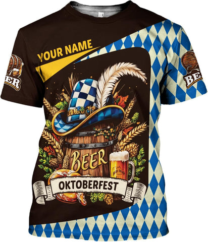 Pretyprints Personalized Oktoberfest Custom Name Shirt Gift For Beer Lover Oktoberfest 3D Shirts Beer Drinking Festival