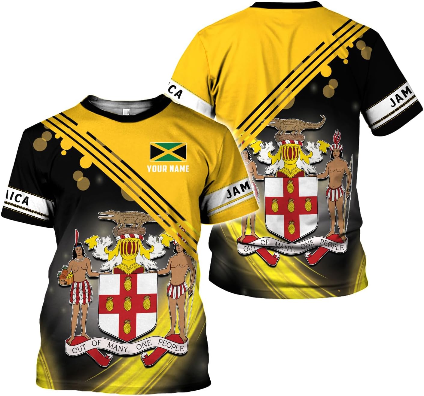 Ligthuy Personalized Jamaica Shirt 3D, Custom Jamaica Flag Lion Shirt for Men and Women, Jamaican Pride T-Shirt Unisex