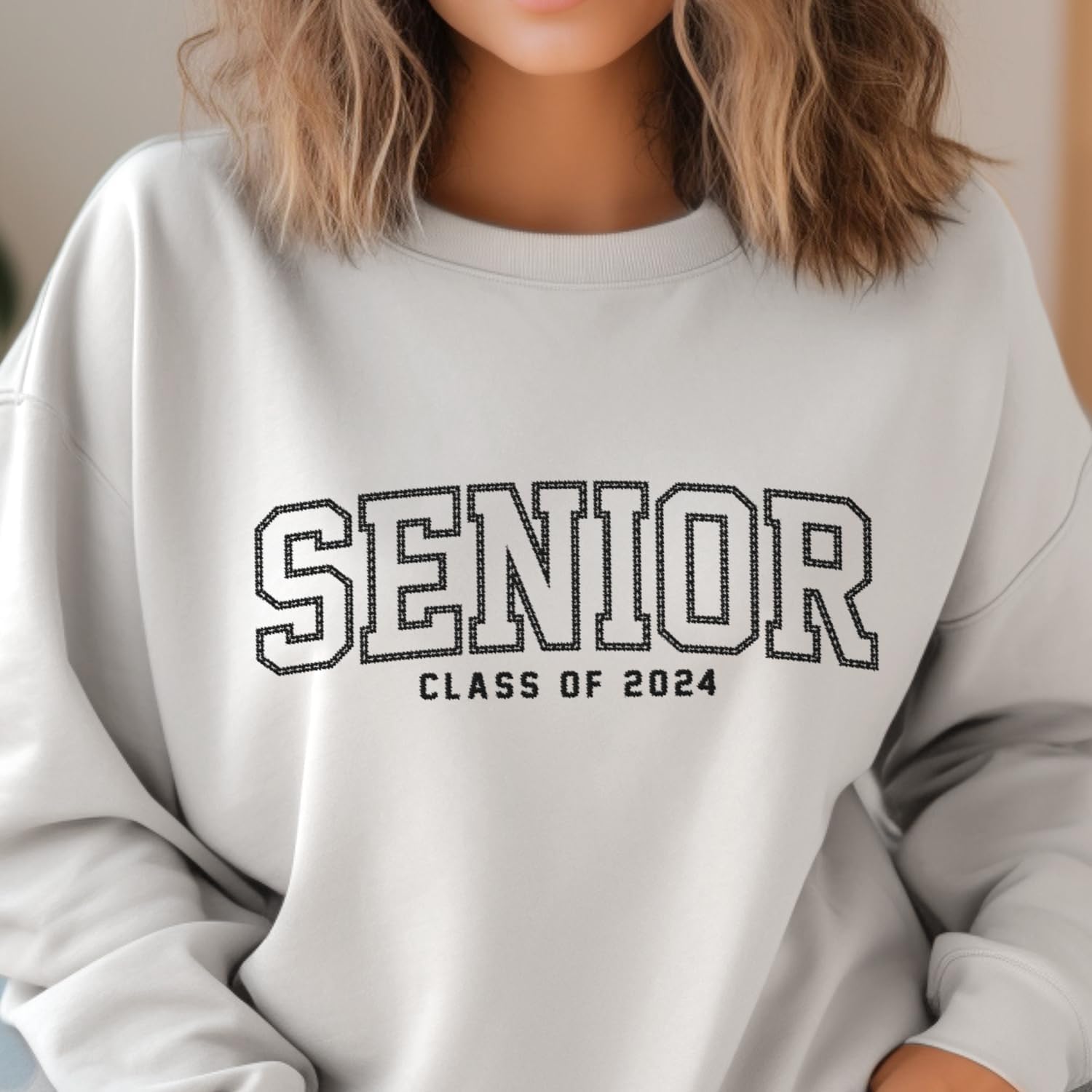 Personalized Senior Class of 2024 Embroidered Sweatshirt, 2024 Graduation Gifts, Senior 2024 Graduation Shirt (Cotton, SS212), Small-5X-Large