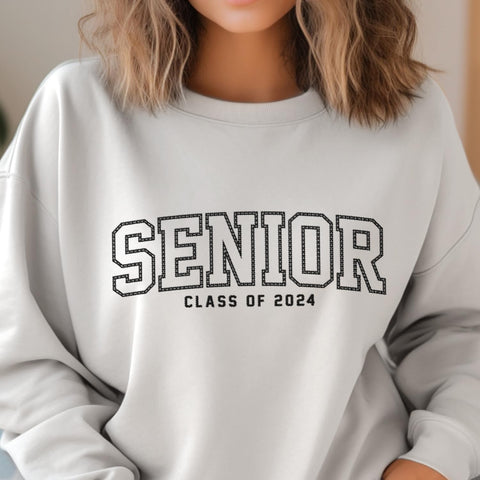 Personalized Senior Class of 2024 Embroidered Sweatshirt, 2024 Graduation Gifts, Senior 2024 Graduation Shirt (Cotton, SS212), Small-5X-Large