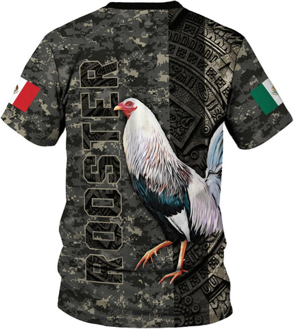 Woseprints Personalized Name Mexican Shirts for Men, Rooster Mexico Shirts for Men, Mexico Shirt Eagle Flag Mexican Eagle