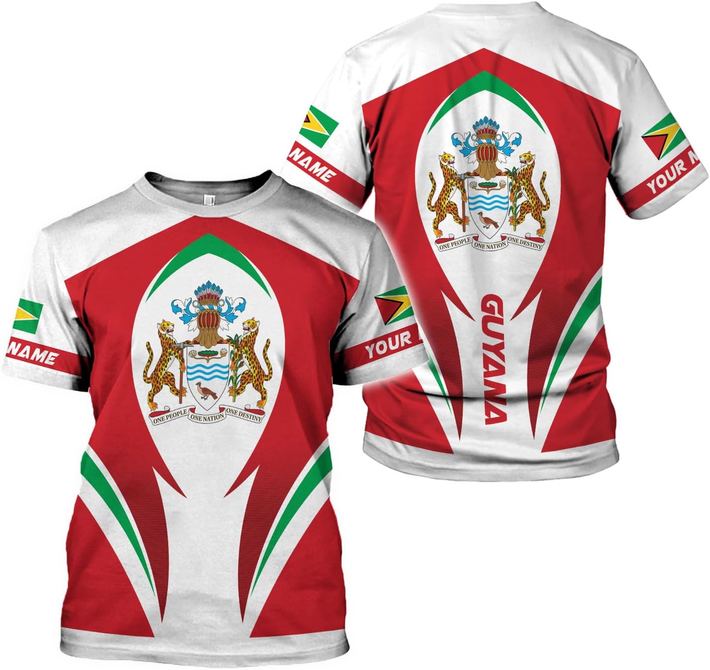 MoonArt Personalized Guyana Shirts - Guyanese Coat of Arms Flag 3D