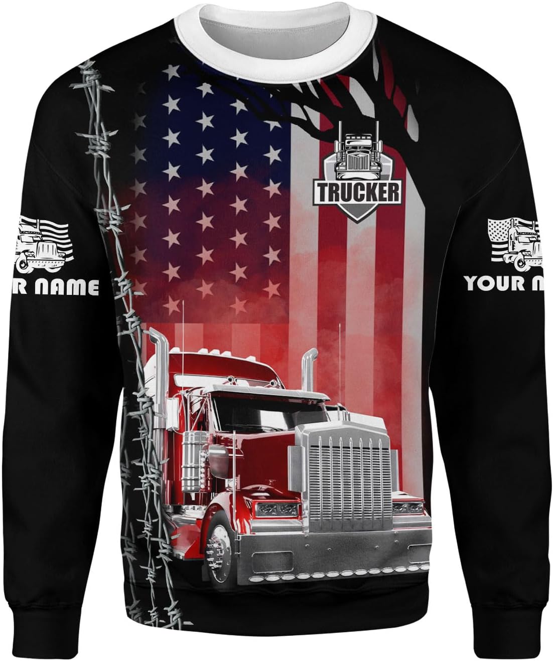 Mostprints Personalized Name Trucker Shirts for Men 3D, Unisex American Trucker T Shirt for Driver, Size for Men and Women S-5XL