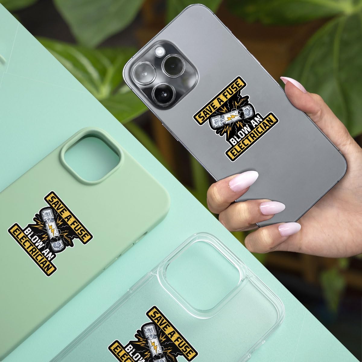 3Pcs Save A Fuse Blow an Electrician Sticker Handyman Fixologist Electricity Lineman Bumper Stickers Gift Save A Fuse Blow an Electricians Decal for Laptop Bottle Phone Car Hard Hat 3"x3"