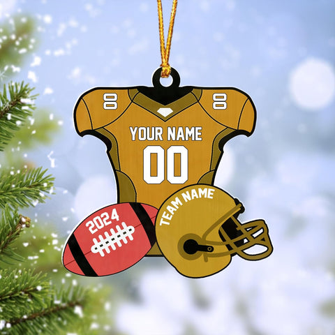 AOVL Personalized Football Ornament Customized Football Christmas Ornaments Football Ornament Christmas Hanging Décor Gift for Football Fans Football Gifts for Football (HFB1)