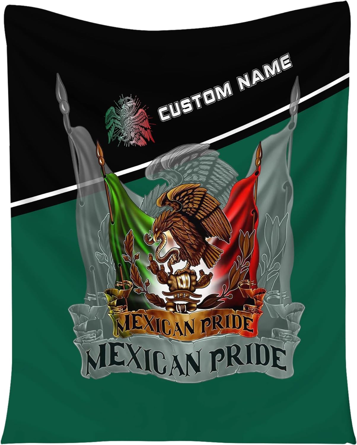 Personalized Name Mexico Blanket for Men and Women, Customized Mexico Blankets, Mexico Flag Mexican Flag Blanket Funny Gift Fuzzy Plush Soft Micro Fleece Sherpa Blanket Bed Throw (BLMX08)