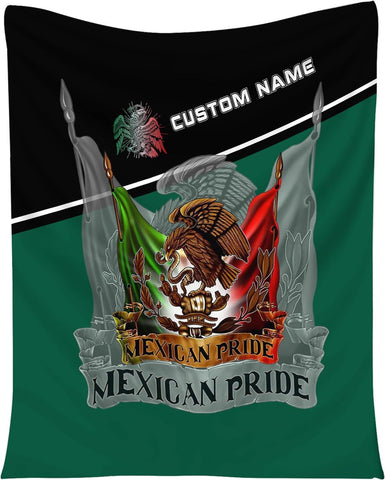 Personalized Name Mexico Blanket for Men and Women, Customized Mexico Blankets, Mexico Flag Mexican Flag Blanket Funny Gift Fuzzy Plush Soft Micro Fleece Sherpa Blanket Bed Throw (BLMX08)