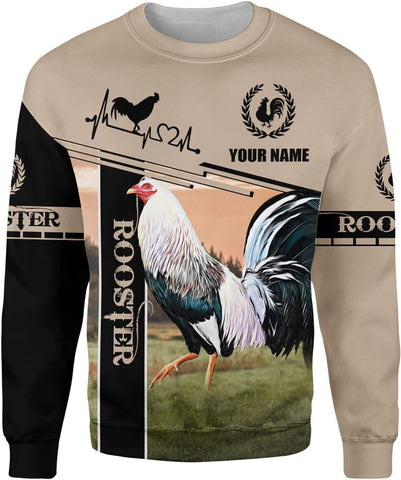 Mostefy Personalized Name Rooster Shirt 3D, Rooster Shirts for Men, Chicken Tshirts Shirts for Women, Funny Chicken Shirts