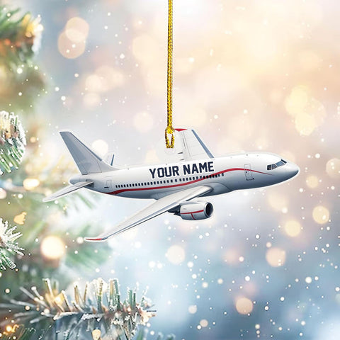 Customized Airplane Ornament, Personalized Name & Text Pilot Ornament Christmas 2024, Airplane Pilot Ornament, Airplane Ornament Hanging Christmas Tree, Pilot Captain Ornament (Acrylic, Style 10)