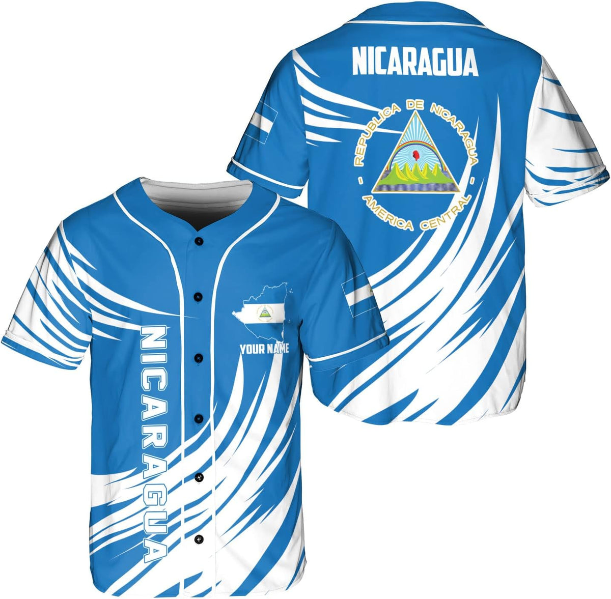 Leeprints Personalized Nicaragua Baseball Jersey Shirt Name Nicaraguan Baseball Jersey for Men & Women Nicaraguan Camisas