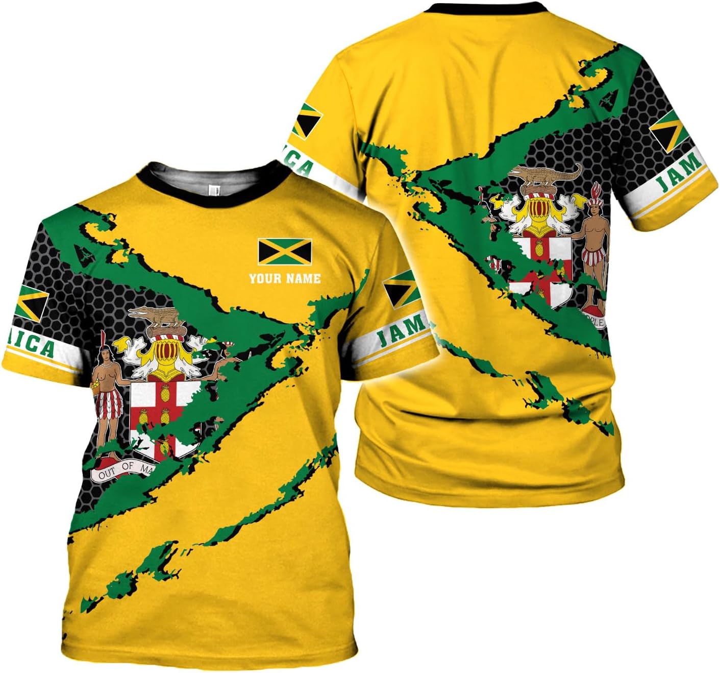 Ligthuy Personalized Jamaica Shirt 3D, Custom Jamaica Flag Lion Shirt for Men and Women, Jamaican Pride T-Shirt Unisex