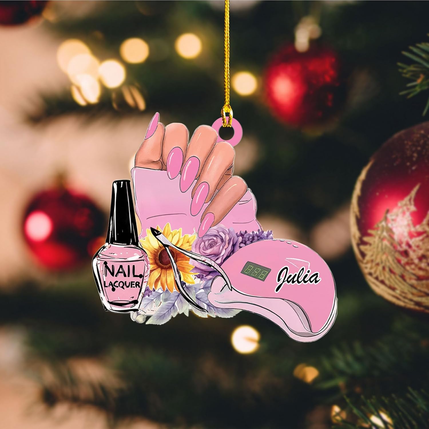 Personalized Nail Ornament,Nail Technician Ornament, Nail Technician, Gift for Her, Makeup Ornaments Makeup Christmas Ornament, Nail tech Gifts, Nail Technician Gifts (Style 4)