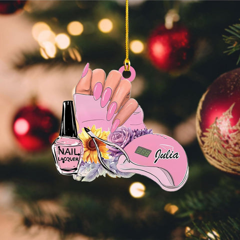 Personalized Nail Ornament,Nail Technician Ornament, Nail Technician, Gift for Her, Makeup Ornaments Makeup Christmas Ornament, Nail tech Gifts, Nail Technician Gifts (Style 4)