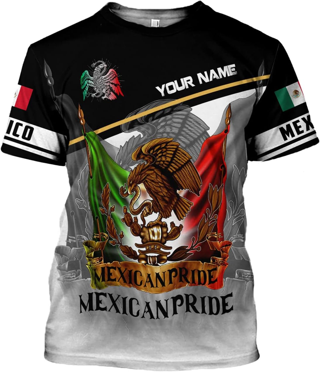 Personalized Name Camo Eagle Mexico T Shirt 3D Sudadera De Mexico Hombre Unisex 3D All Over Printed Sportwear, T Shirt for Men Women Adult Full Size S-5XL ATT15