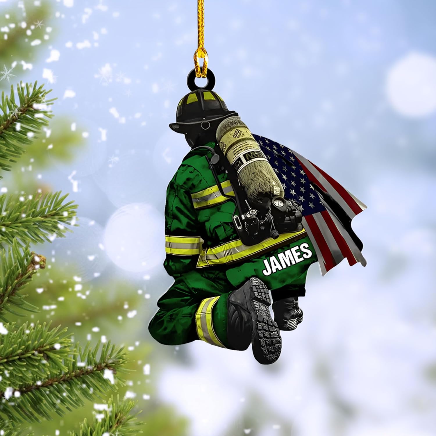 Suseaz Personalized Firefighter Uniform Ornament Firefighter Gifts for Men Firefighter Ornaments for Christmas Tree Firefighter Gifts for Men Firefighter Gifts Xmas (FF13)