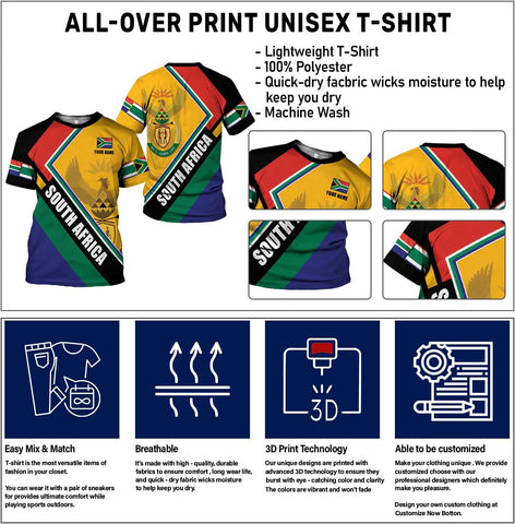 Suseaz Personalized South Africa 3D Shirt, African Pride T-Shirt Hoodie, South Africa African Flag National Clothing