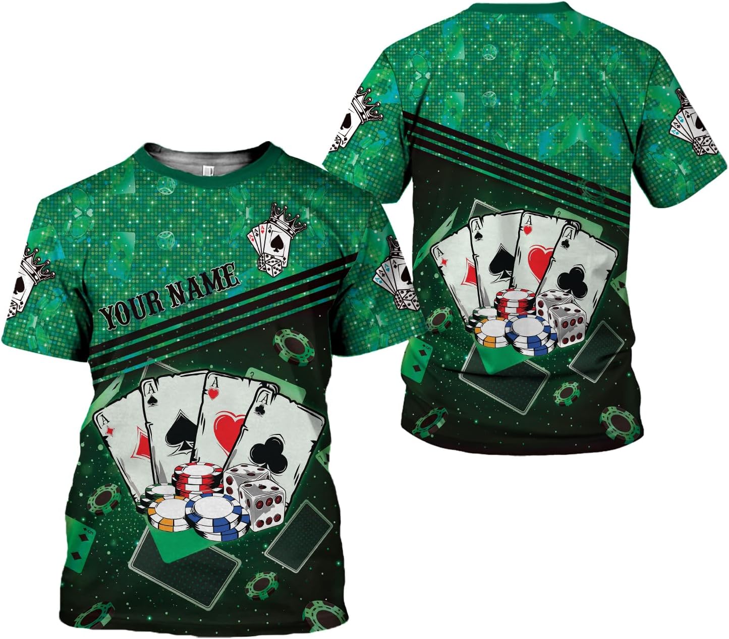 Personalized Poker Shirt, Poker Player Shirt, Funny Casino Poker Pattern 3D Over Print, Unisex Poker Tshirt Men Women