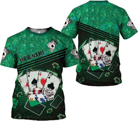 Personalized Poker Shirt, Poker Player Shirt, Funny Casino Poker Pattern 3D Over Print, Unisex Poker Tshirt Men Women