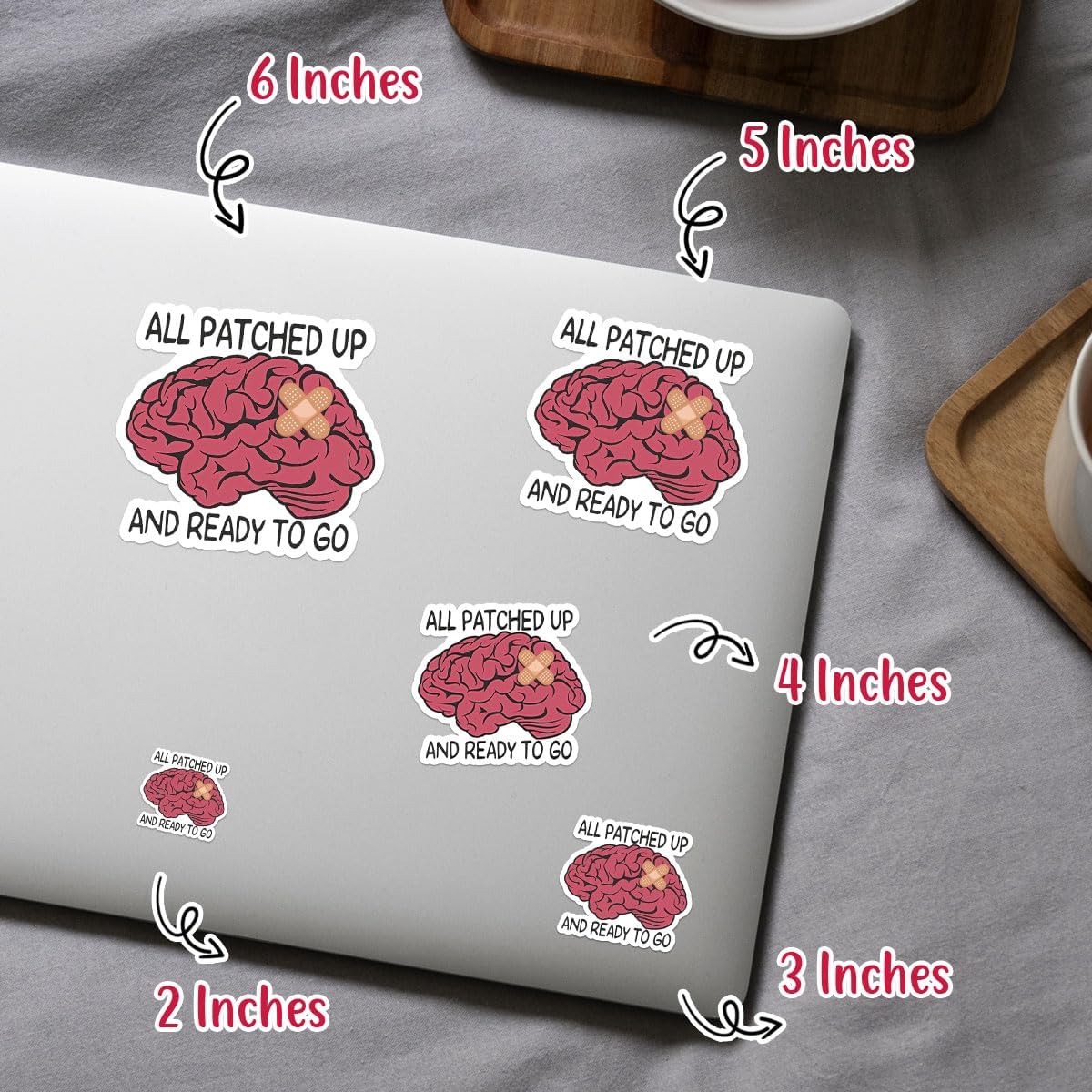 3 Pcs Brain Surgery Stickers All Patched Up and Ready to Go Sticker, Brain Tumor Brain Cancer Brain Surgery Survivor Support for Book Notebook Water Bottle Tumbler Phone Case Laptop 3"x3"