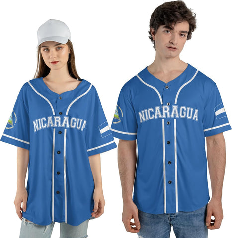 Personalized Nicaragua Baseball Jersey, Custom Nicaragua Baseball Jersey for Men & Women, Nicaraguan Camisas Shirt