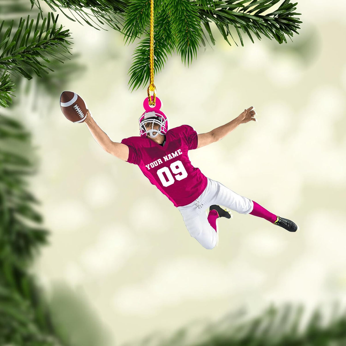 Artparel Personalized Football Ornament Customized Football Christmas Ornaments Football Ornament Christmas Hanging D��cor Gift for Football Fans Football Gifts Gift for Football Player (FB 15)