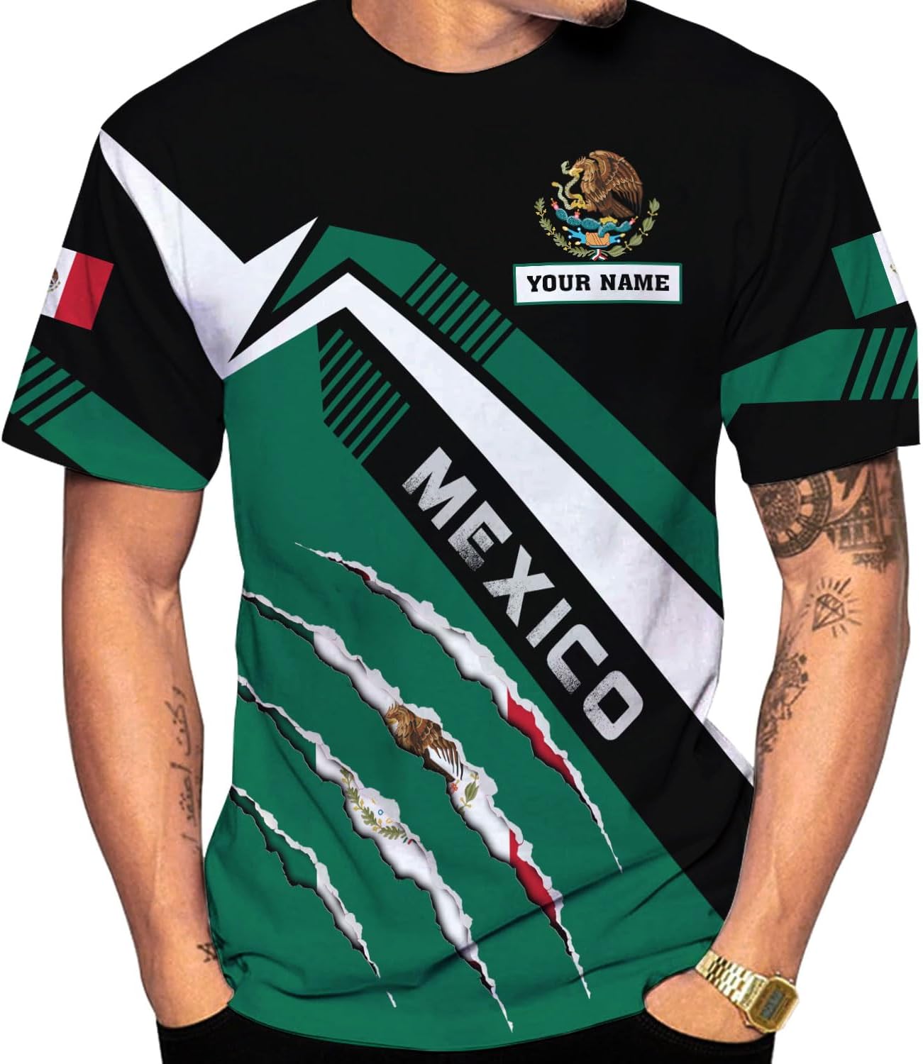 Rivelus Personalized Name Mexican Shirts for Men, Customized Mexico Shirts for Men, Mexico Shirts for Women Mexico Shirt
