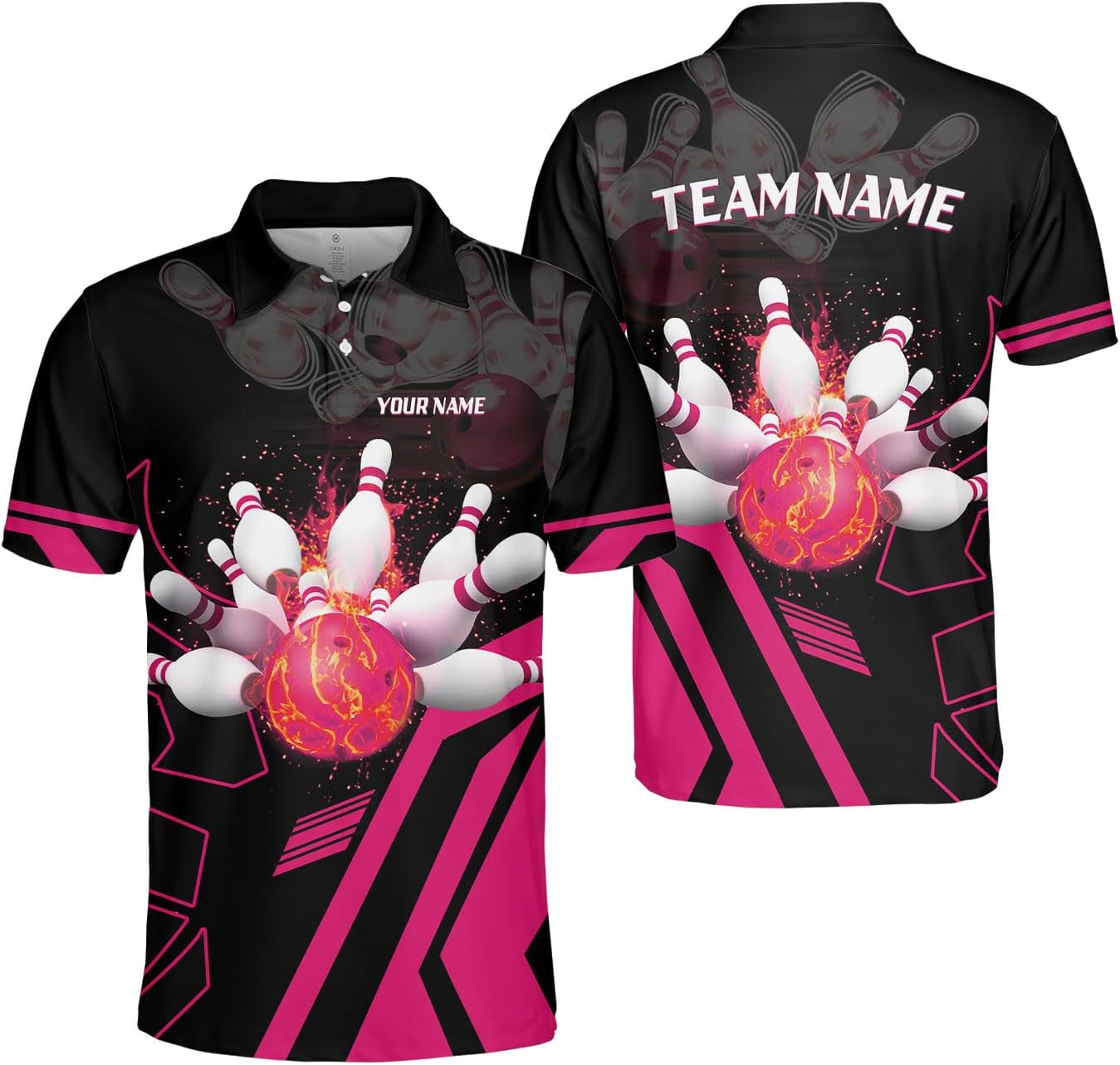 Custom Bowling Polo Shirts for Men and Women Personalized Team Name Customized Bowling 3D Short Sleeve Polo Shirt Gift Unisex