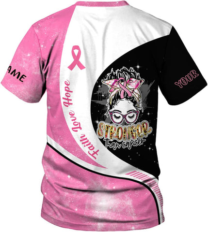 Mostprints Personalized Name Breast Cancer Shirts for Women 3D, Breast Cancer Shirt, Breast Cancer Gifts for Women S-5XL