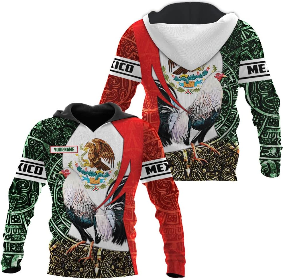 Mostefy Personalized Name Rooster Mexican Hoodie 3D, Customized Mexican Hoodies for Men, Unisex Mexico Hoodie 3D, Mexico Hoodies for Men, Mexico Flag Gift, T Shirt, Zip Up Hoodie, Sweatshirt HD10