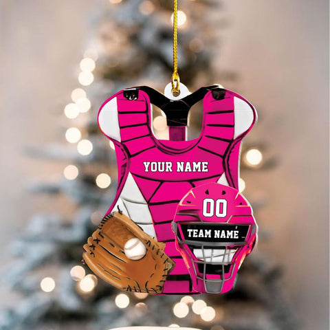 Artparel Personalized Softball Ornament Christmas Tree Decoration Custom Softball Christmas Ornament 2D Shape Flat Softball Lover Gifts Beginner Softball Players Ornament Gift (Softball 3)