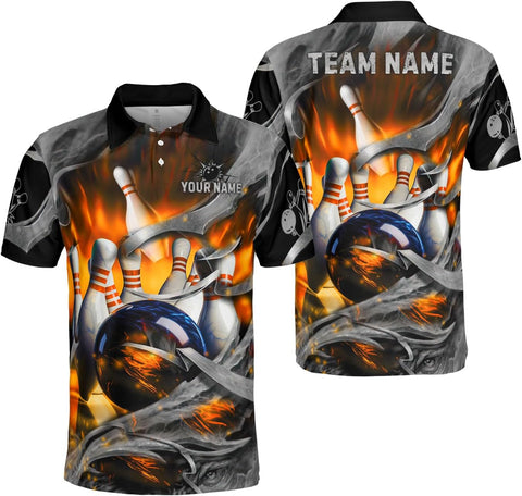 Mostprints Personalized Name Bowling Polo Shirts 3D for Men and Women, Bowling shirt, Bowling Shirts for Men Team Bowling Shirt