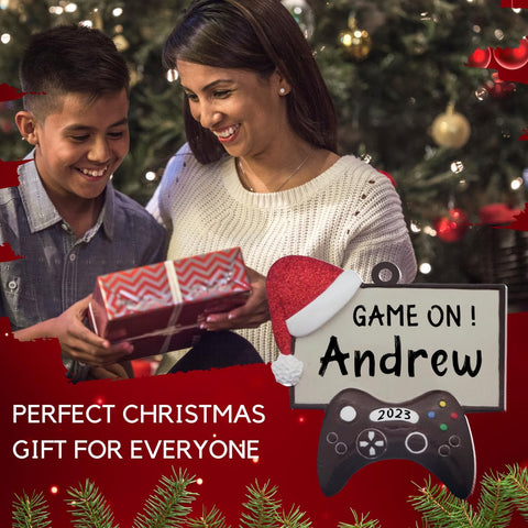 Tinoshop Personalized Name Collection Gaming Controller Acrylic Ornament Christmas Shape Flat Christmas Ornament for Gamer, Video Game Christmas Ornaments Gift for Boys Girls Adult Size 3.5'' (ON35)