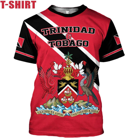 MoonArt Personalized Trinidad & Tobago Shirts Trinidad and Tobago Coat of Arms Flag 3D Shirts Trinidad Pride Gift