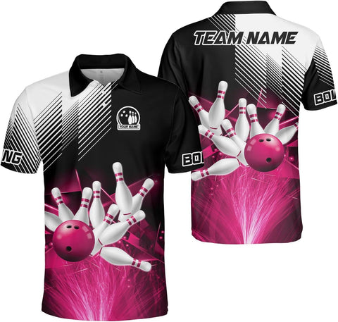 Intenprints Custom 3D Bowling Polo Shirts Personalized Jersey Men Women Team Name Unisex Bowling Shirt Jerseys