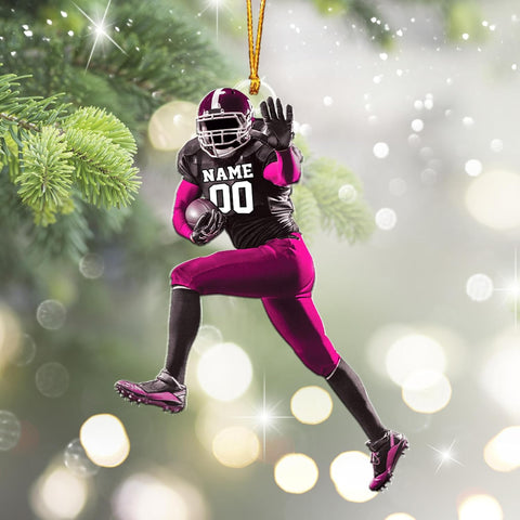 AOVL Personalized Football Ornament Customized Football Christmas Ornaments Football Ornament Christmas Hanging Décor Gift for Football Fans Football Gifts for Football (FB 9)
