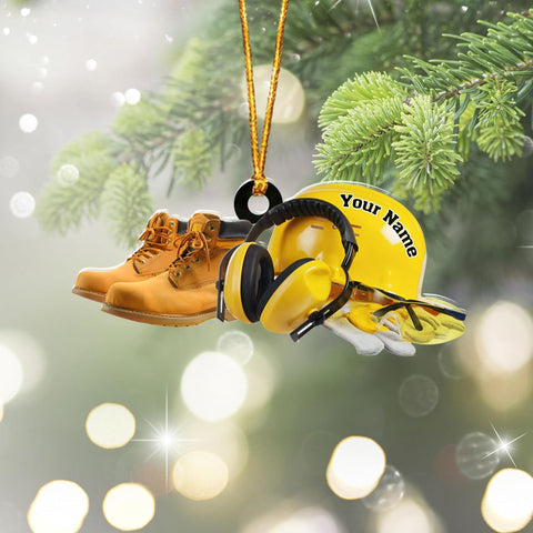 Personalized Construction Ornaments for Christmas Tree 2024, Construction Tree Ornaments Construction Ornament, Construction Tool Box Hard Hat Heavy Equipment Xmas Gift for Blue Collar Workers (W10)