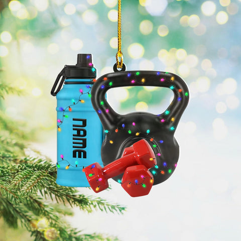 AOVL Personalized Weight Plate Ornament Weight Ornament Fitness Gift for Gym Ornament Merry Liftmas Christmas Hanging Ornaments Weight Plates Ceramic Ornament (DF5)