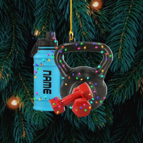 AOVL Personalized Weight Plate Ornament Weight Ornament Fitness Gift for Gym Ornament Merry Liftmas Christmas Hanging Ornaments Weight Plates Ceramic Ornament (DF5)